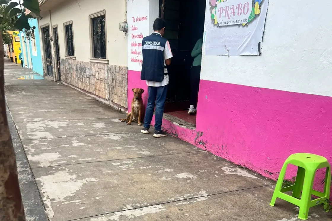 Encuestador de CENESSOD levantando cuestionario en un comercio de Los Altos de Jalisco.